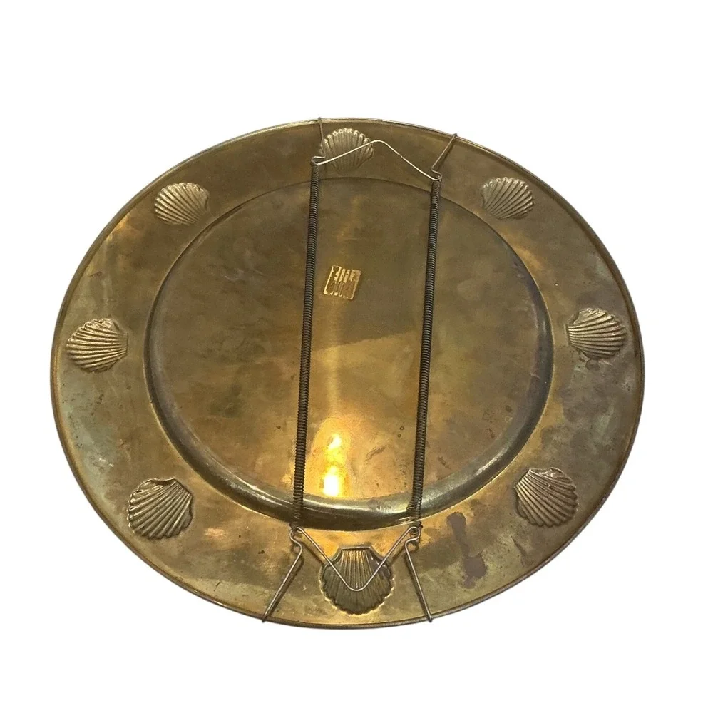 Vtg Wilton Armetale Brass Scallop Shell Decorative Charger Plate Coastal Beach